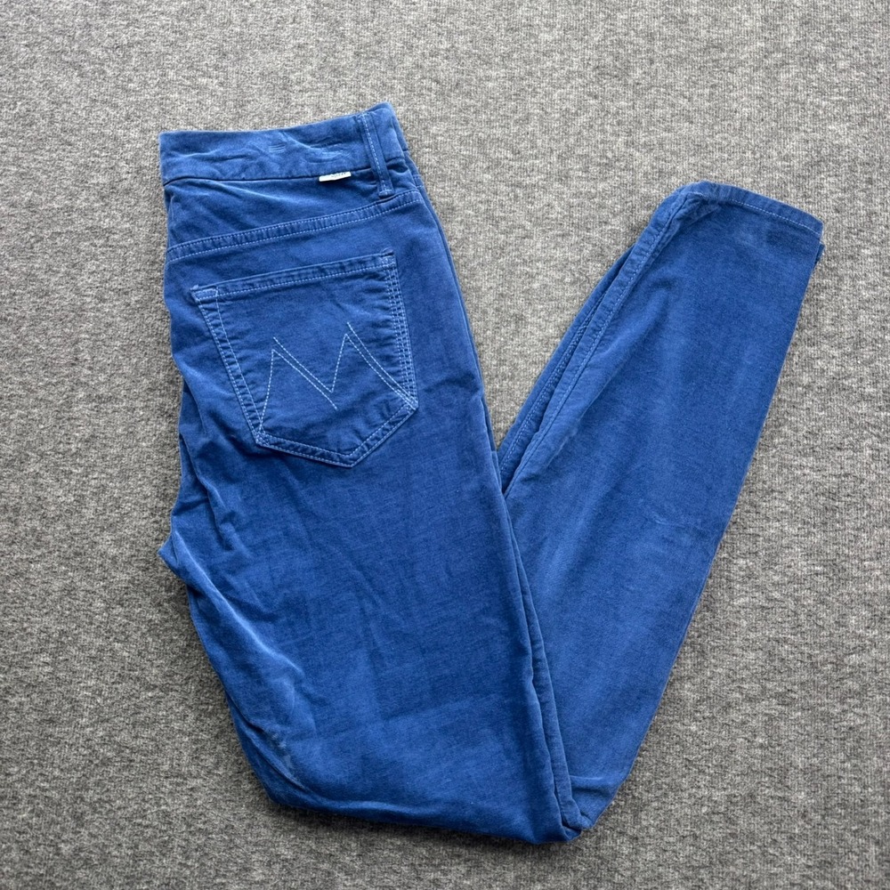 Mother Velvet Jeans High Waisted Looker Lipstick Other Stories Womens 27‎ Blue